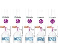 5 paquets de 20 sacs poubelle Brabantia - Très résistants - Ajustement parfait - 10 - 12 L