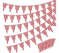 5 Paquets de Fanions Rayés Rouges et Blancs Bannière de Carnaval Circus Bunting Drapeaux de Banderole Triangulaire en Corde pour Les Décorations de Cirque de Carnaval, Célébration du Nouvel An
