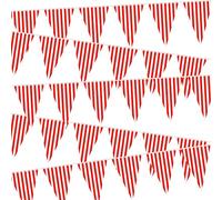 5 Paquets Décorations de Cirque de Carnaval, Bannière Banderole de Cirque de Carnaval, Bannière Fanion Rouge et Blanc Drapeau Banderole Triangle pour Fête d'Anniversaire de Carnaval, 7,4 x 10,8 Pouces