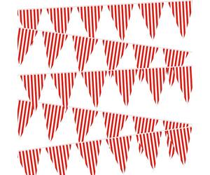 5 Paquets Décorations de Cirque de Carnaval, Bannière Banderole de Cirque de Carnaval, Bannière Fanion Rouge et Blanc Drapeau Banderole Triangle pour Fête d'Anniversaire de Carnaval, 7,4 x 10,8 Pouces