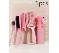 5 paquets d'outils de boucle de cheveux avec 2 pièces d'outil de tresse française, étui , coupe-ciseaux, brosse à cheveux à queue de rat, peigne pour les bords et le dos pour la coiffure, la brosse à 