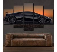 5 Parties Deco Murale Impression Sur Toile 5 Pieces Supercar Noire Toile Tableau Decoration Murale Salon Moderne Home Chambre Decor Créatif Cadeau 200×100 Cm -5Q8V+Q8C
