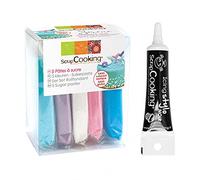 5 pâtes à sucre Sirène 80 g + Stylo de glaçage noir