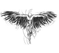 5 Pc Tatouage Ephemere D'Ange De La Mort et D'Ange Déchu - Aile Temporaire