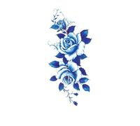 5 Pc Tatouage Ephemere Rose - Motif En Bleu - Tatouage Ephemere Temporaire De La Peau