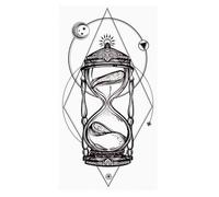 5 Pc Tatouage Ephemere Sablier - Lune Géométrique Orientale - Tatouage Ephemere Temporaire Corps