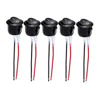 5 Pcs 12V Interrupteur a Bascule Rond,Mini étanche,Bouton on Verrouillage Précâblé Pour Voiture,6A/250V 10A/125VAC,Accessoire éLectrique Pour Camping et Bateau,Wires Camion,Voitures de Course