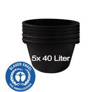5 pcs. 40 litres Seau à mortier Seau de construction Seau à mortier Seau à crépi Seau de maçon Seau Caisse à plantes