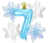 5 PCS 7er Anniversaire Fille Ballon, Ballon Anniversaire 7 Ans, Ballons Flocon de Neige, Convient pour Les Fêtes D'anniversaire de Filles, Les Fêtes de Noël, Les Fête de Flocons de Neige D'hiver