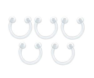 5 Pcs Acrylique Nez Sept Anneau Piercing Cercle BCR en Acier Inoxydable Lèvre Cartilage Boucle d'oreille Vis Prisonnière Circulaire Oreille Bijoux Fer à Cheval Pratique Handled
