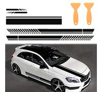5 Pcs Autocollant De Bande De Capot De Voiture Décalque Graphique Vinyle Auto Body Racing Rétroviseur Autocollant Décoration De Voiture Compatible avec Taille Libre + 2 Grattoir (Noir)