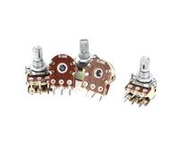 sourcing map Type B 100 K Ohm Métal Manche Rotatif linéaire à Double Fuseau Rotatif potentiomètre 5pcs