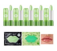 5 Pcs Baume A Levre Qui Réagit Au Ph Aloe Vera,Rouge a Levre Magiqu,Rouge à Lèvre Permanent Magique,Effet Changement Couleur Thermosensible étonnant,Hydratant Et Nourrissant,Contient 2 Masque Lèvres