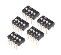 5 Pcs Black DIP Switch 1 2 3 4 Positions 2.54mm Pitch for Circuit Breadboards PCB