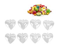 5 Pcs Boule à Remplir Transparente, 6.3 x 6.3 x 3.7cm Ornements en Plastique en Forme de Cœur avec œillet de Suspension, Boule de Suspendus Ornements en Divisible pour Bricolage Artisanat de Noël