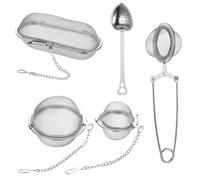 5 Pcs Boule a The Infuseur, Boule à Thé, infuseur à thé en acier inoxydable pour thés en vrac avec chaînette, boules à filtrantes en acier inoxydable pour tasses et théières(4 styles)
