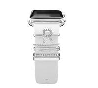 5 Pcs Breloques pour Bracelet Apple Watch 46mm 42mm 44mm 40mm 41mm 45mm 38mm 49mm Femme,Anneau Décoratif iWatch 10 9 8 7 6 5 4 3 SE/Galaxy Watch 7 6 5 4 Smart Watch Band Métal Brillant Accessoires