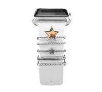 5 Pcs Breloques pour Bracelet Apple Watch 46mm 42mm 44mm 40mm 41mm 45mm 38mm 49mm Femme,Anneau Décoratif iWatch 10 9 8 7 6 5 4 3 SE/Galaxy Watch 7 6 5 4 Smart Watch Band Métal Brillant Accessoires