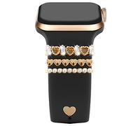 5 Pcs Breloques pour Bracelet Apple Watch 46mm 42mm 44mm 40mm 41mm 45mm 38mm 49mm Femme,Anneau Décoratif iWatch 10 9 8 7 6 5 4 3 SE/Galaxy Watch 7 6 5 4 Smart Watch Band Métal Brillant Accessoires