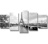 5 Pcs Canvas Poster Wall Art Vue Sur La Tour Eiffel De Paris (Avec Cadre 150 X 80 Cm) Décorations Murales Modern Artwork Painting Pour Home Office Salon Chambre À Coucher Pour Salle À -68023997655500