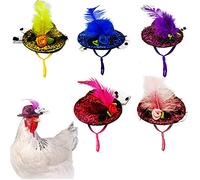 5 Pcs Chapeaux de Poulet pour Poules,Mini Chapeau à Plumes Réglable pour Petits Animaux de Compagnie,Accessoires de Poulet Drôles pour Petits Animaux de Compagnie avec Mentonnière