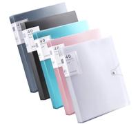5 PCS Chemises à Projet avec 200 Pochettes Transparentes, Livres D'affichage PP Chemises A4, Livre de Présentation a4 avec Corde de Sécurité, Protège-Documents Multicolores, Dossiers de Vue de Projet