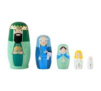 5 PCS Christmas Nesting Dolls Wooden Playset Wooden Jesus Nativity Nesting Dolls Set pour Noël Pâques Pâques décorations de Cadeaux