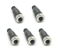 5 Pcs Connecteur femelle circulaire M12 4 pôles D codé, montage sur site, avec connecteur de capteur 12mm connecteur circulaire industriel IP67 non blindé d Code droit 250V 4A