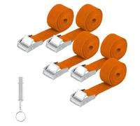 5 Pcs Courtes Sangle d'Arrimage, 25 mm x 1,5 m Sangle à Cliquet avec Boucle de Serrage, Sangle de Serrage, Sangle de Fixation, Sangles D'arrimage pour Porte-vélos Moto Voiture Bagage, avec Sifflet