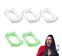 5 Pcs Dents De Vampire Pour Enfants Mors De Vampire Adapté Aux Enfants Stable Et Sans Danger Dracula Vampire À Clipser Halloween Et Carnaval Blanc Vert
