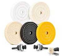 5 PCS Disque de Polissage, Kit Pad Polissage, Touret À Polir, Diamètre 10,16 Cm, Trou Mandrin 1,27 Cm, 2 Tiges Mandrin 6 mm, Adapté pour Métal, Bois Et Pierre, pour Usage Professionnel Et Domestique