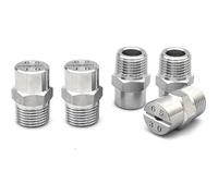 5 pcs en acier inoxydable 1/8, 1/4 BSPT Basceau à haute pression Basser la buse du ventilateur, pointe de pulvérisation du ventilateur plat 65° 1/4 (hole diameter 2.8mm)