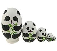 5 Pcs Forme D'œuf Panda Ours Thème Animal En Bois Empilable Jouet À La Main Russe Poupées Nidification Poupées Matriochka Panda Trucs pour Enfants Jouet Panda Articles De Fête Cadeau De Pâques