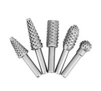 5 PCS Fraise rotative Rasp Fichier de gravure sur bois Set forets menuiserie Ciseau en acier Gaufré Débavurage Polissage Meulage pour charpentier et plastique