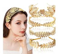5 PCS Grecque Déesse Feuille Bandeau Pour La Mariée, Golden Roman Laurel Leaf Branch Crown Bridal Headpiece Wedding Hairband for Women Tiara Costume Hair Accessories