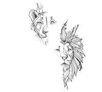 5 PCS Herbal Tattoo sticker Tiger lion imperméable à l'eau longue durée bras imitation jus semi - permanent