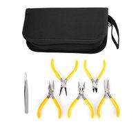 5 PCS Jewelry Making Pliers Tools with Tweezers, Includes Needle Nose Pliers, Wire Cutters and Bent Nose Plier for Jewelry Repair Making Supplies