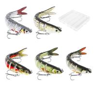 5 Pcs Leurres de Pêche Brochet,Leurre Brochet 3D,Leurre Peche Carnassier pour Truite,Perche, Brochet, Sandre,Leurre Pêche Mer-A1