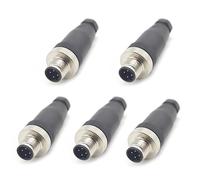 5 Pcs M12 4 Pôles Mâle Connecteur, IP67 Étanche D Codés Droits 4 Broches sur Place à Vis Capteur 12mm M12 4 Core Connecteurs Ronds Accessoires pour l'automatisation Industrielle 250V 4A AC/DC