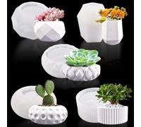 5 pcs Moule en silicone pour vase, moule en silicone pot de fleur, moule en résine pour DIY maison bureau décorations artisanales. Idéal pour créer des pots de fleurs, porte-stylos et bougeoirs