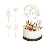5 PCS Oh Baby Cake Topper Bois avec Bougie ours Argenté, Cake Topper Baptême Décoration de Gâteau Party Décoration pour Fille Garçon Baby Shower Gender Reveal Party