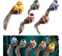 5 Pcs Oiseaux Decoratifs, Oiseaux Artificiels, Petits Oiseaux Artificiels à Suspendre avec Clip Ornement Oiseau Artificiel avec Pince pour Paysage Ornement Jardin Forêt Décoration