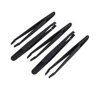 5 Pcs Outil Manuel Noir Plastique Plate Pointe Anti-Statique Brucelles 12Cm Long