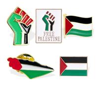 5 PCS Palestine Pin Broches de Drapeaux Nationaux Palestiniens, pour Femmes et Hommes, Badge de Revers en émail, pour les Pacifistes Patriotes et les Musulmans, Décoration Intérieure Extérieure