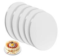 5 Pcs Plateau Rond, Cake Board 25 cm, Support Gateau Rond en Carton Robuste, Plateaux à Gâteaux Blancs, Plateau Gateau Ronds, Bases Supports à Gâteau pour présentation et Transfert de gâteaux