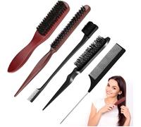 5 Pcs Poil de Sanglier，Brosse Plaquante Cheveux，Brosses à Cheveux en Poils de Sanglier,Brosse Poils Sanglier,pour Cheveux