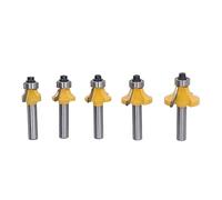 5 Pcs Round Over Router Bit Set, 8mm Shank Carbide Corner Rounding Router Bit, Woodworking Milling with Heat Coating, Multi Purpose Router Bits for Softwood,