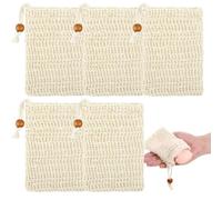 5 Pcs Sac à Savon en Sisal, Filet pour Savon Solide, Pochette Savon avec Cordon de Serrage Pour le bain Massage Gommage Sachets à Savon bio