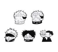 5 Pcs Satoru Gojos Geto Suguru Figurine Badge, Broche Mignon Noir Et Blanc, Anime Jujuts Métal Pins Badge, Gojos Cosplay Accessoires Sac Decor