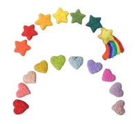 5 Pcs/Set Bricolage Fait À La Main Bébé Laine Feutre Arc-En-Ciel Étoiles Amour Coeur Décorations De Fête Pour La Maison Accessoires De Photographie Nouveau-Né Infantile Photo